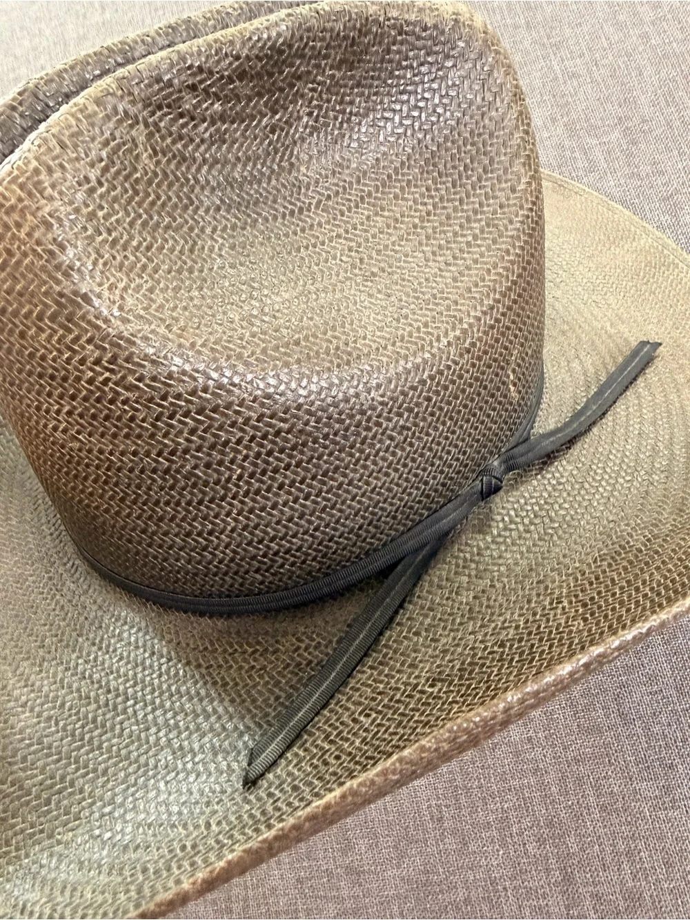 Stetson Vintage Set of 2 Brown Straw Western Hat with Chin Cord Cowboy Unisex